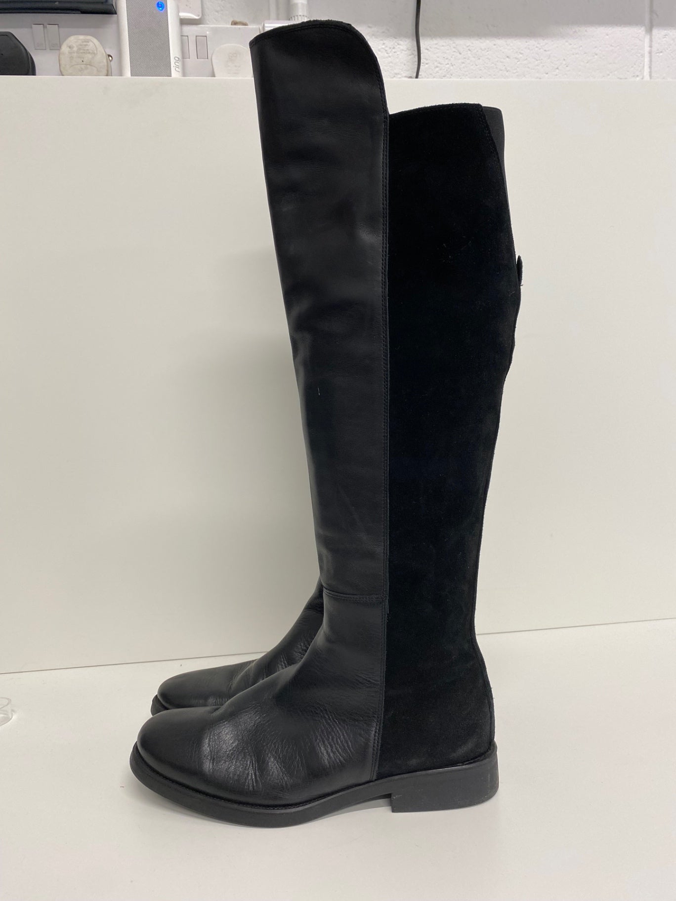 Fabulous KMB over the knee leather  Boots UK6 Black Flat classics KB001