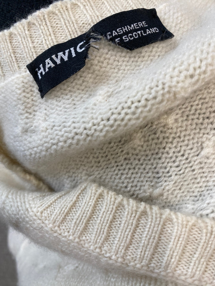 Fabulous Hawick Cashmere cream patterned Jumper UKS Cream KB001