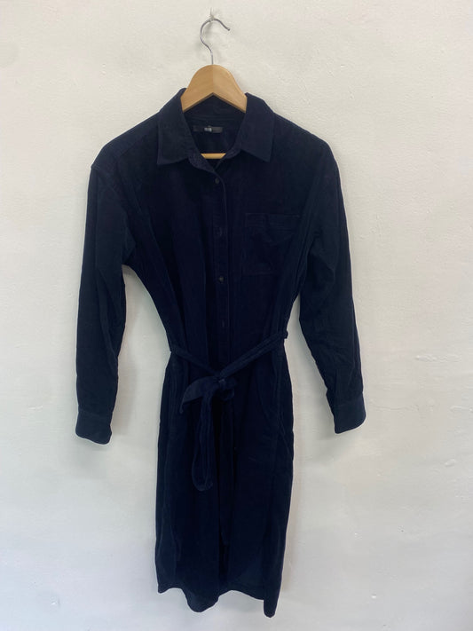 Fabulous Uniqlo Midi Dress UK XS Navy cord KB001