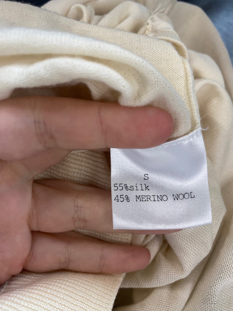 Fabulous Pringle Asymmetric Silk Wool Blend Cream Jumper UK S KB001