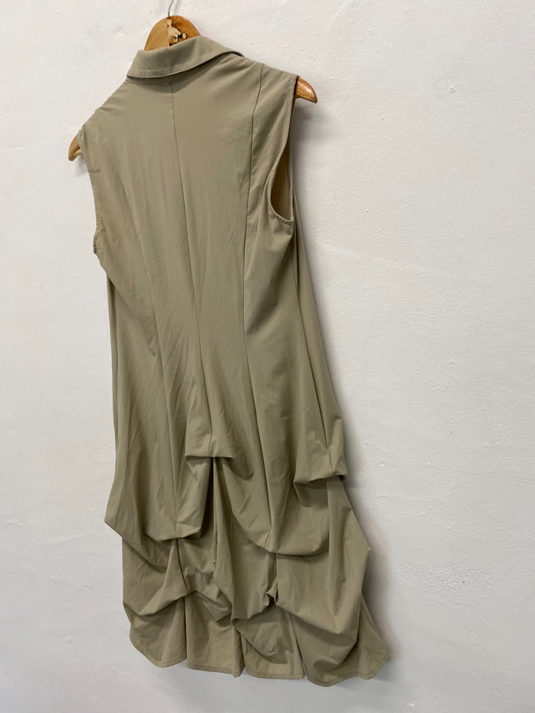 Fabulous Joseph Ribkoff y2K core ruffle Dress UK10 Stone KM004