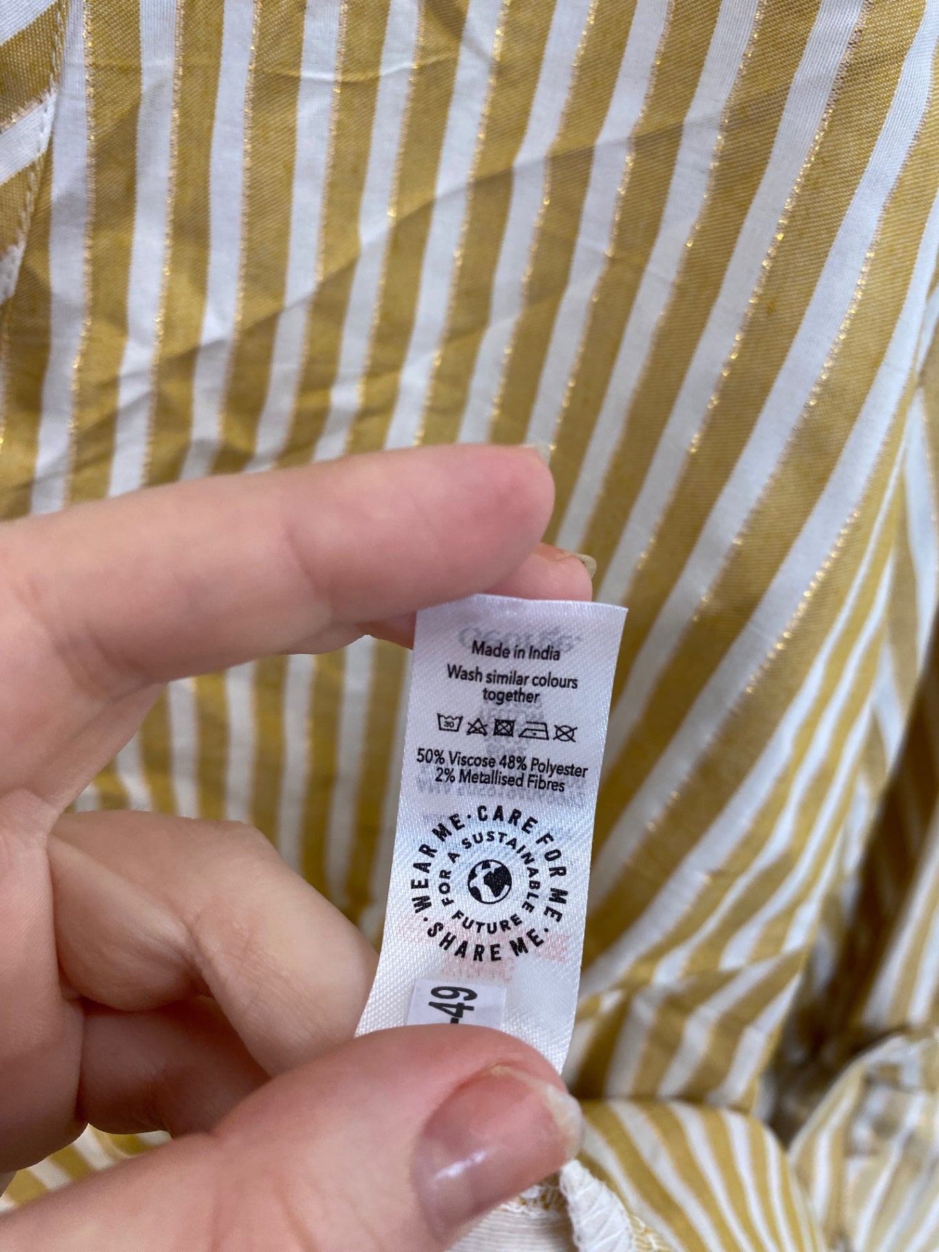 Fabulous George Mustard & White Shimmer Stripe Shirt UK22 LK006