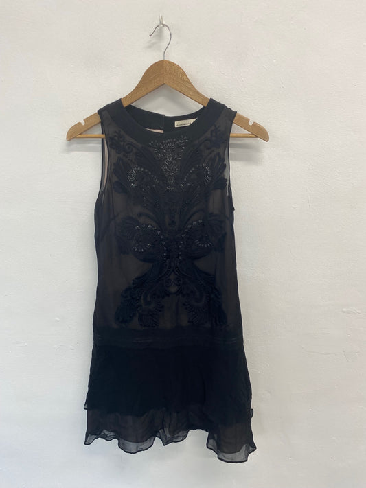 Fabulous Karen Millen Dress UK8 Black lace Silk midi dress KM004