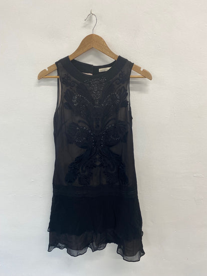Fabulous Karen Millen Dress UK8 Black lace Silk midi dress KM004
