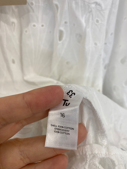 Fabulous Tu White Broderie Boho Blouse UK16 LK006