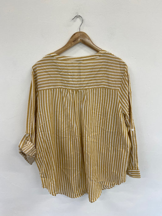 Fabulous George Mustard & White Shimmer Stripe Shirt UK22 LK006
