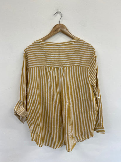 Fabulous George Mustard & White Shimmer Stripe Shirt UK22 LK006