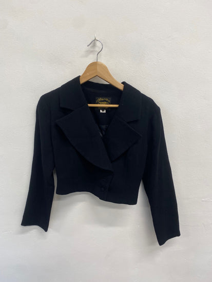 Fabulous Droopy browns by Angela holmes Cropped blazer Uk 8 Black JW001