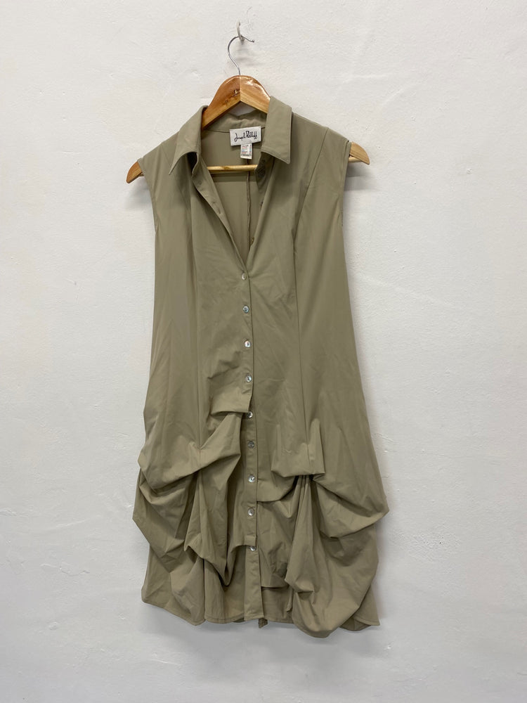 Fabulous Joseph Ribkoff y2K core ruffle Dress UK10 Stone KM004