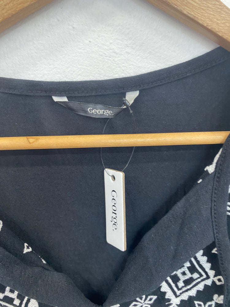 Fabulous George Black & White Boho Embroidered Blouse UK20 LK006