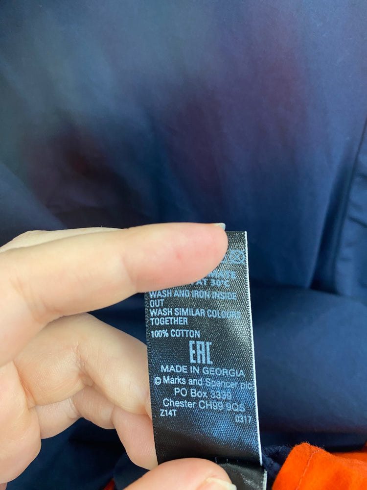 Fabulous M&S Navy Orange Colour Block Blouse UK18 LK006