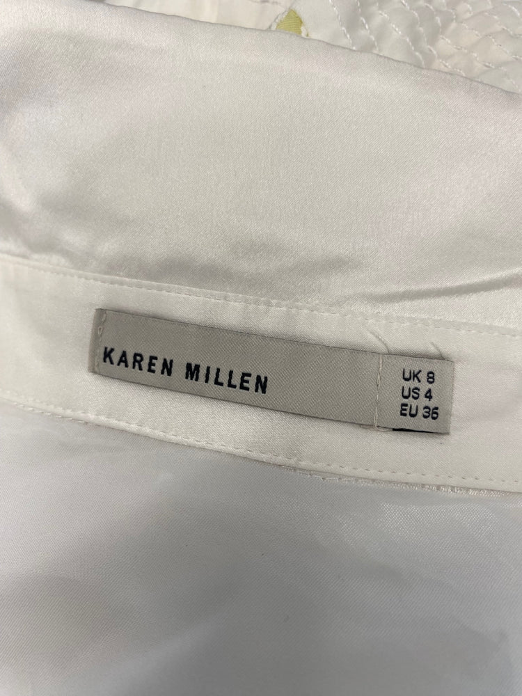 Fabulous Karen Millen Dress Uk 8 White yellow broderie summer KM004