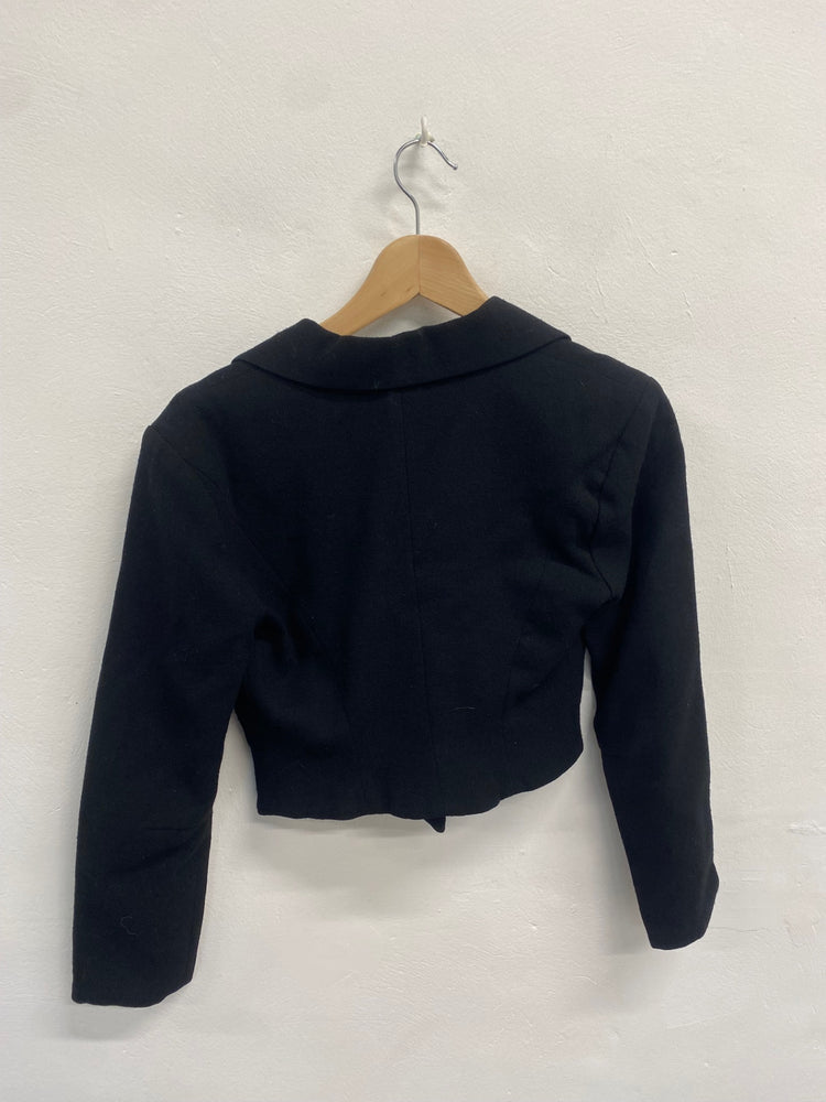Fabulous Droopy browns by Angela holmes Cropped blazer Uk 8 Black JW001