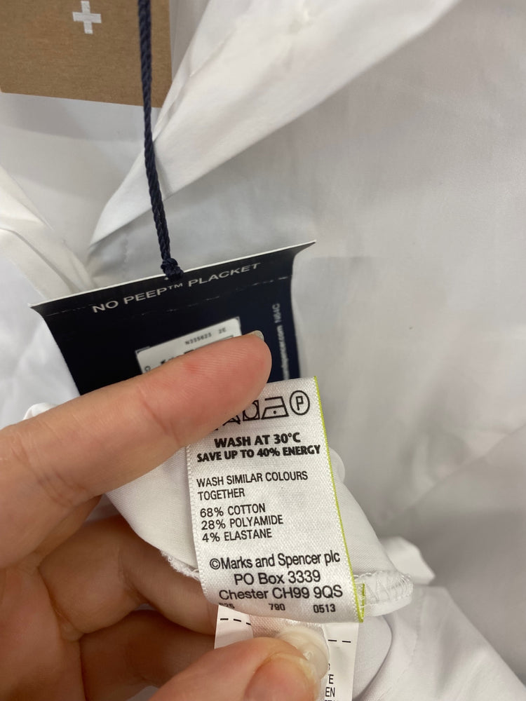 Fabulous M&S Collection White Dart Detail Button Shirt UK24 LK006