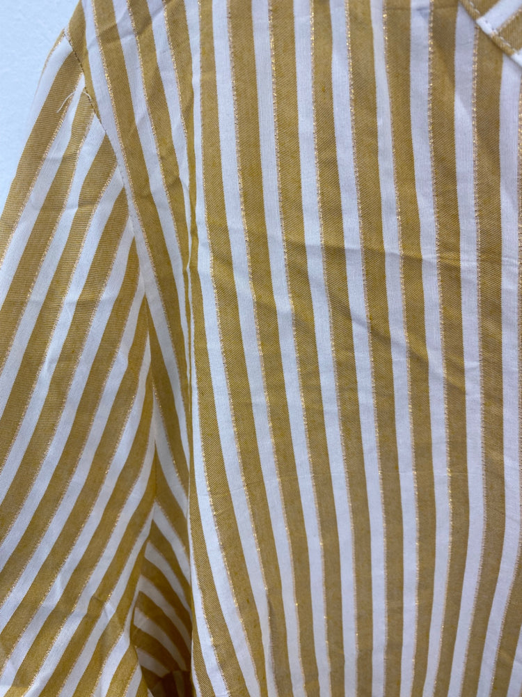 Fabulous George Mustard & White Shimmer Stripe Shirt UK22 LK006