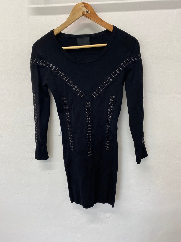 Fabulous GESTUZ Y2K rock Dress UKS Black with ironwork BT001