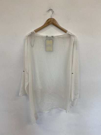 Fabulous Koko by Lovedrobe White Semi Sheer Asymmetric Tunic UK22-24 LK006