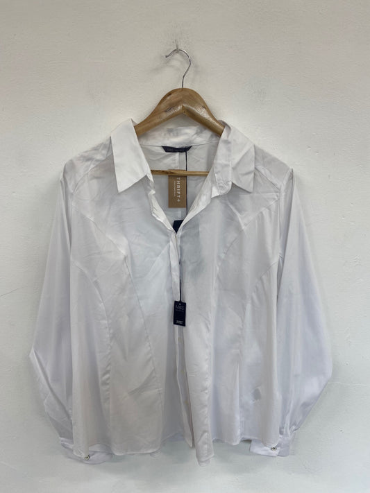 Fabulous M&S Collection White Dart Detail Button Shirt UK24 LK006