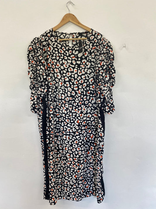 Fabulous George Black Mix Animal Print Midaxi Dress UK24 LK006