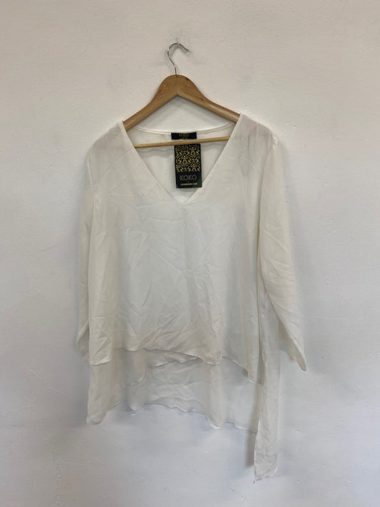 Fabulous Koko by Lovedrobe White Semi Sheer Asymmetric Tunic UK22-24 LK006