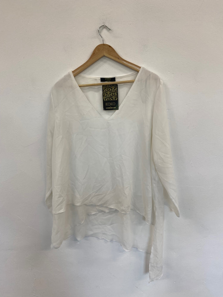 Fabulous Koko by Lovedrobe White Semi Sheer Asymmetric Tunic UK22-24 LK006