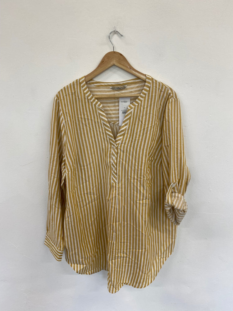 Fabulous George Mustard & White Shimmer Stripe Shirt UK22 LK006