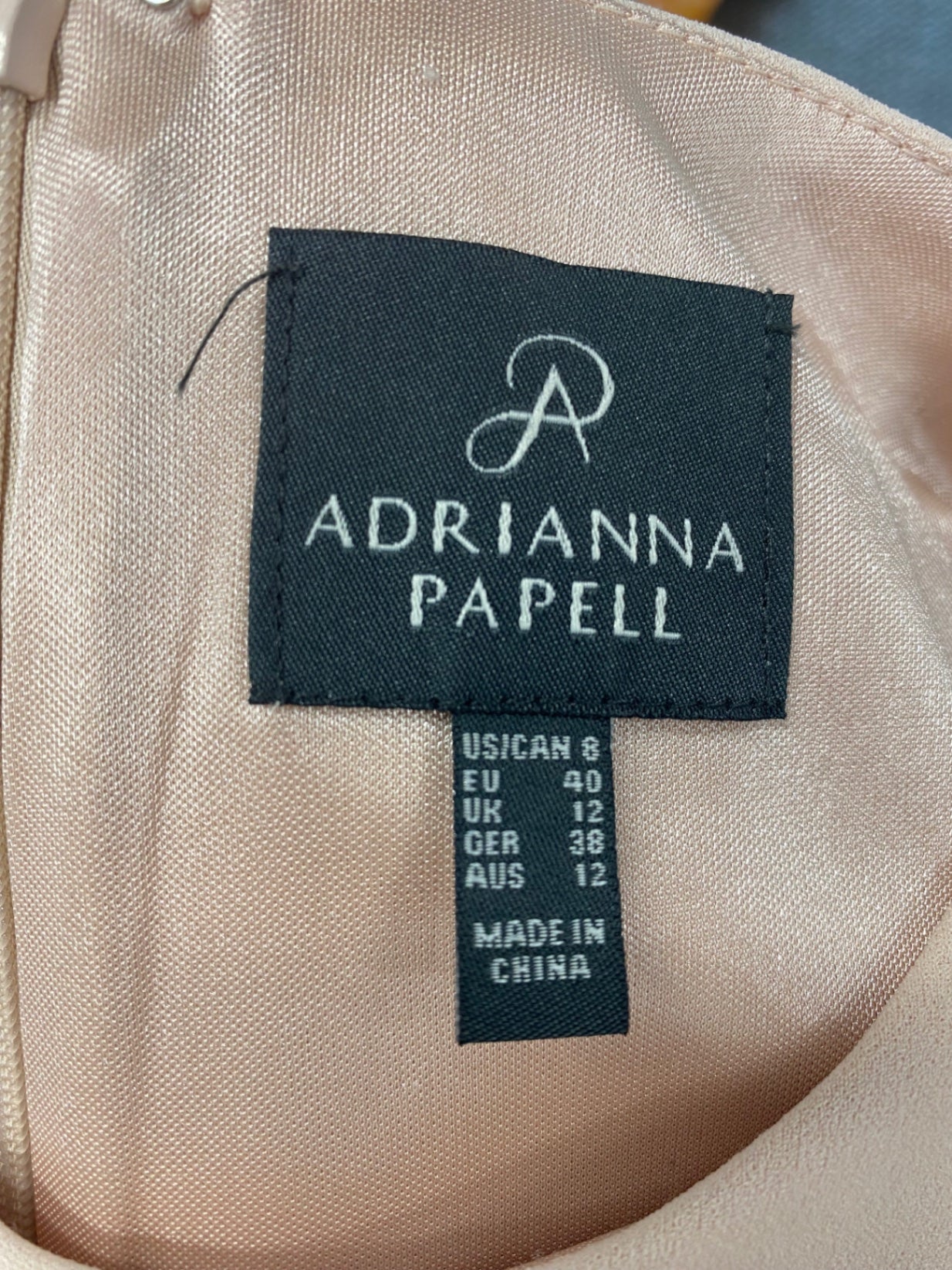 Fabulous Adriana papell Dress UK 12 Beige/ Nude floral KM004