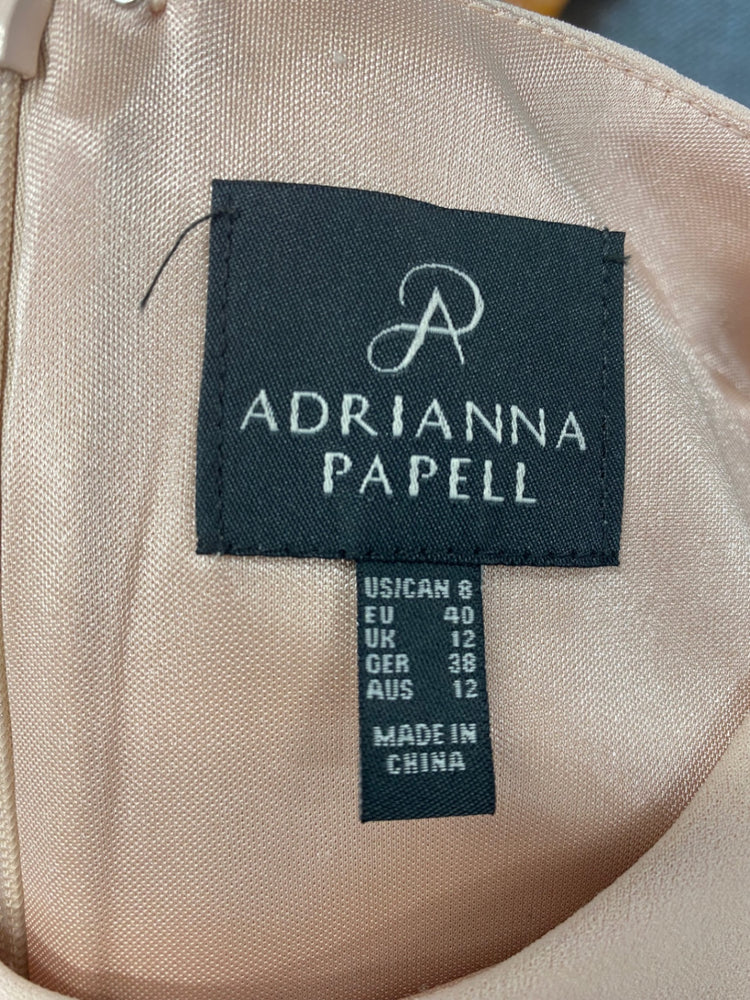 Fabulous Adriana papell Dress UK 12 Beige/ Nude floral KM004