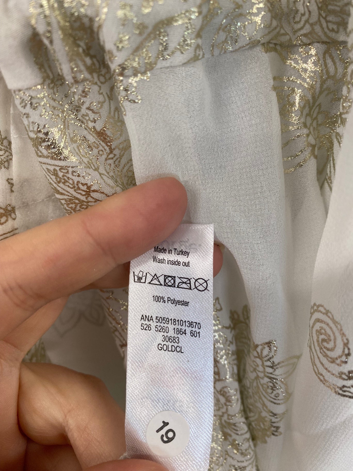 Fabulous George Boho Ivory & Gold Beach Cover UK L LK006