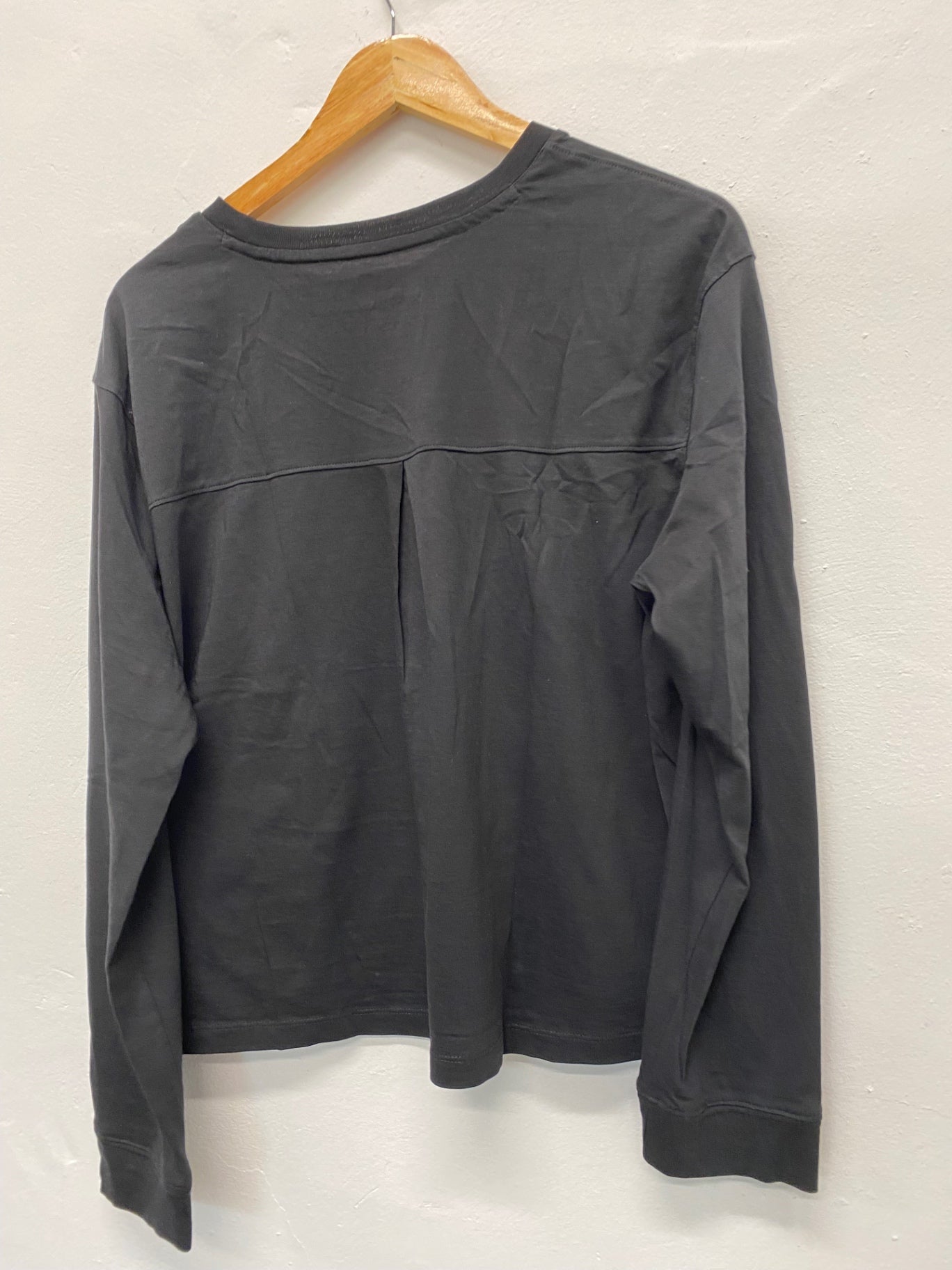 Fabulous Timberland cropped loose Long sleeve top UK L Black Supima cotton pleated back BS001