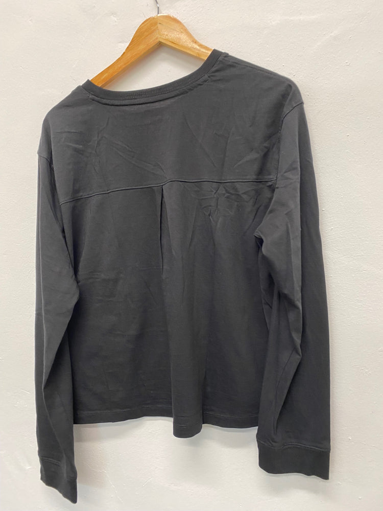 Fabulous Timberland cropped loose Long sleeve top UK L Black Supima cotton pleated back BS001