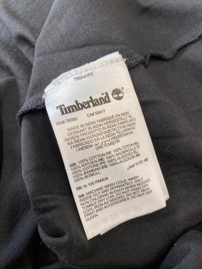 Fabulous Timberland cropped loose Long sleeve top UK L Black Supima cotton pleated back BS001
