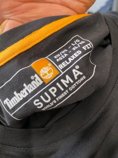 Fabulous Timberland cropped loose Long sleeve top UK L Black Supima cotton pleated back BS001