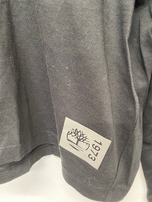 Fabulous Timberland cropped loose Long sleeve top UK L Black Supima cotton pleated back BS001