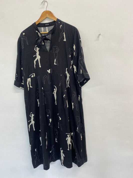 Fabulous 5preview Anthropologie Dress UK XL Black abstract BS001