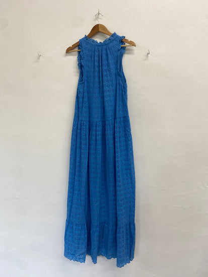 Fabulous Hatley Dress UK L Blue broderie maxi summer GM143