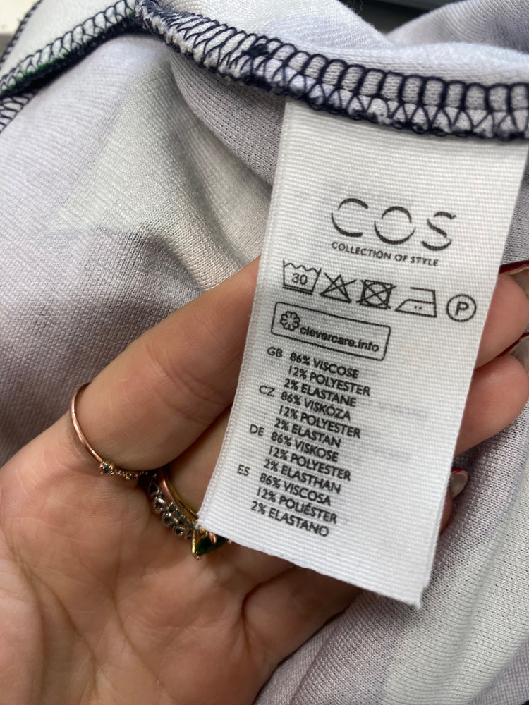 Fabulous COS Dress UK L Navy green swirl midi BS001