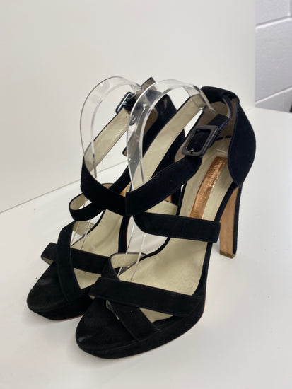Fabulous Rupert Sanderson High Heel Strappy platform Shoes UK6.5 Black GM143