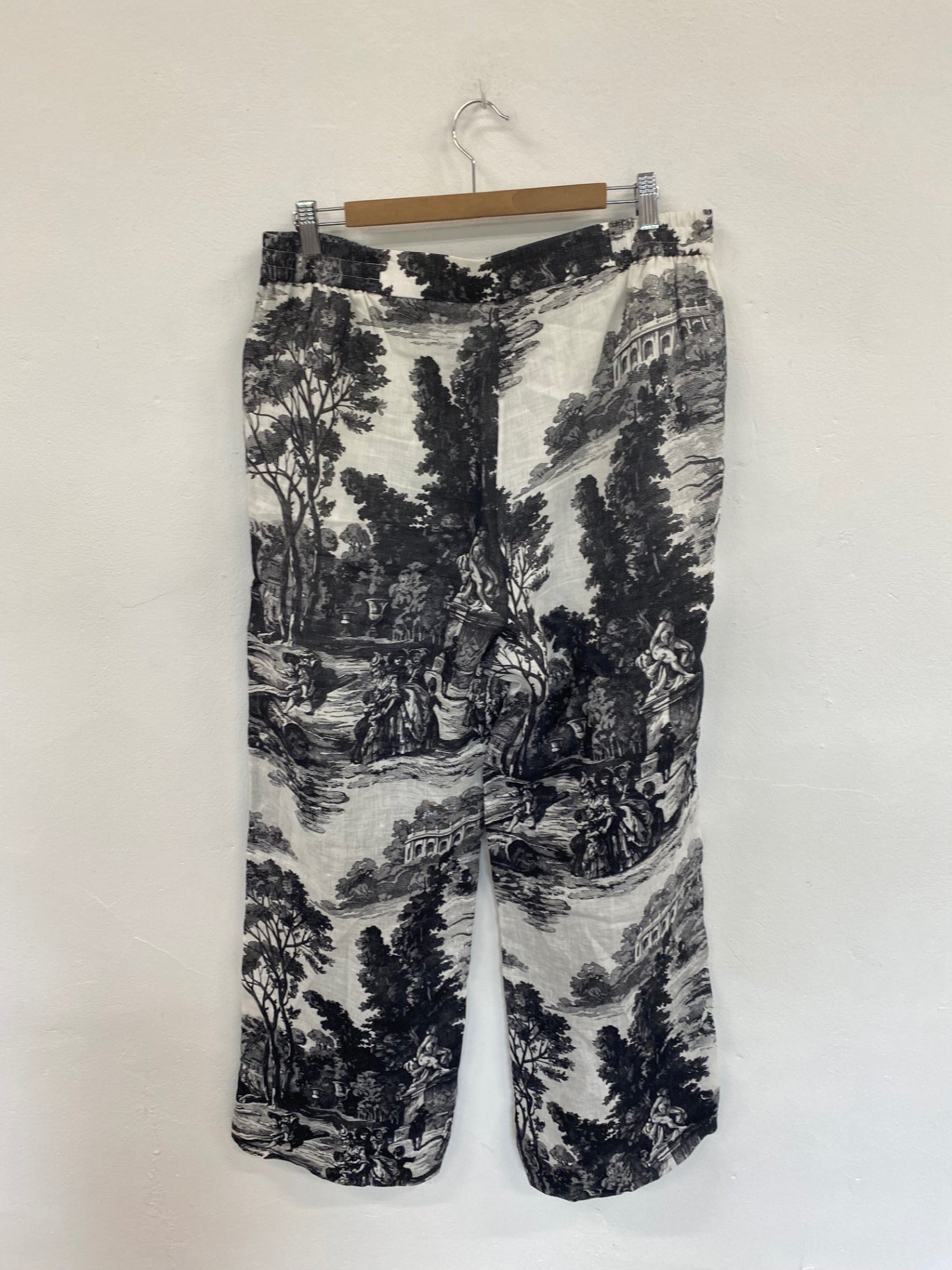 Fabulous Cos Black & Ivory Toile Linen Trousers UK16 BS001