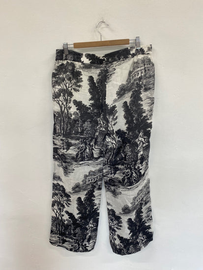 Fabulous Cos Black & Ivory Toile Linen Trousers UK16 BS001