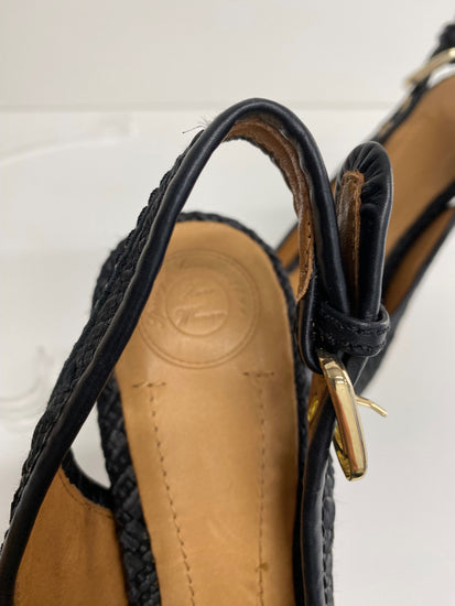 Fabulous Zara braided Peep Toe Sling back  Heels UK6.5 Black GM143