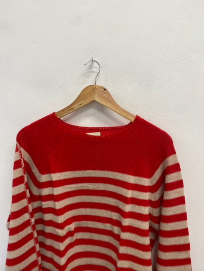 Fabulous Alysi chocolat Knitted jumper UK L Red and beige striped BS001