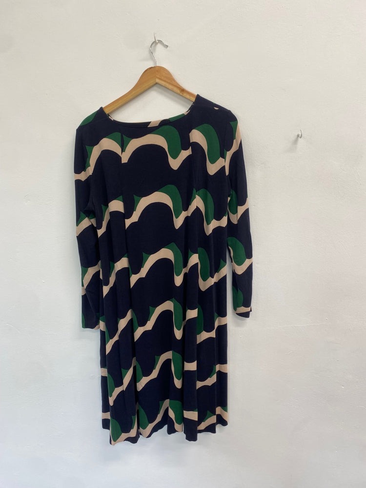 Fabulous COS Dress UK L Navy green swirl midi BS001