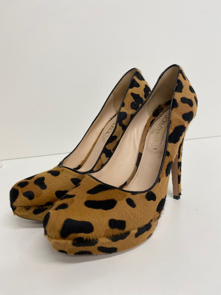 Fabulous Prada pony skin Leopard print high Pumps Uk7 Leopard print GM143