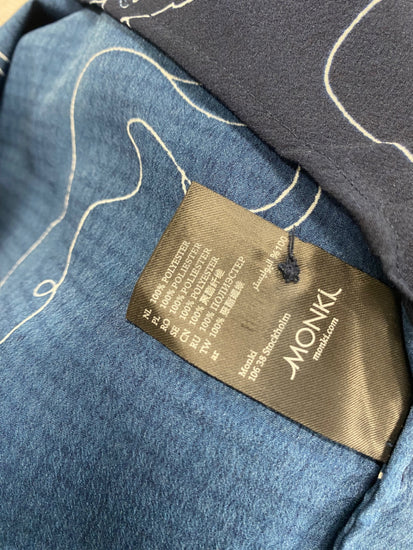 Fabulous MONKI Shirt Dress UK M Navy Blue abstract BS001