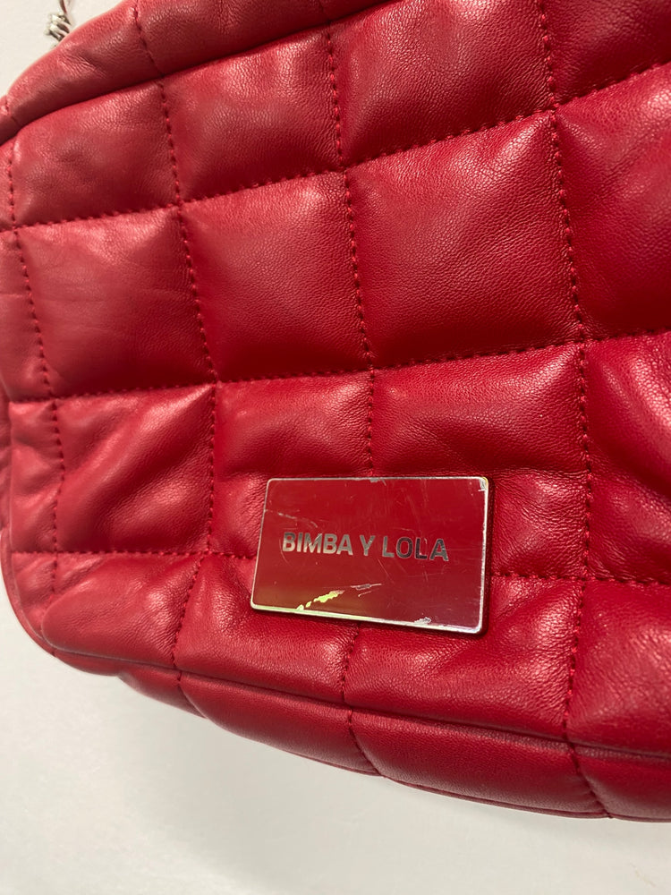 Fabulous Bimba y Lola red leather quilted Shoulder Bag One Size Red BS001