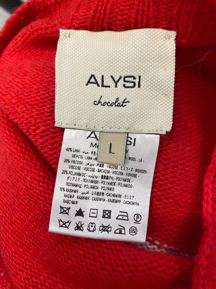 Fabulous Alysi chocolat Knitted jumper UK L Red and beige striped BS001