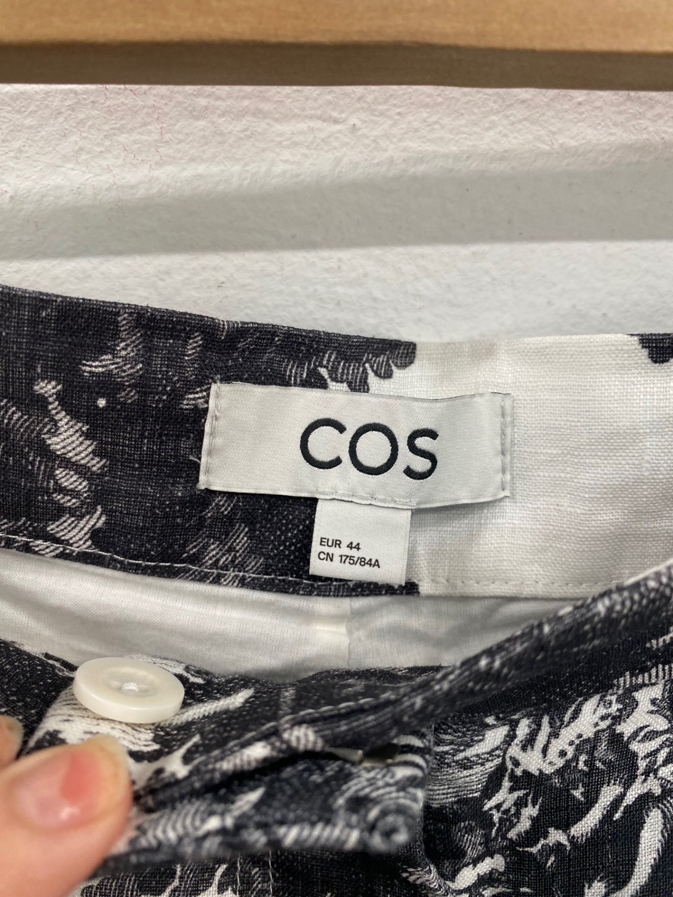 Fabulous Cos Black & Ivory Toile Linen Trousers UK16 BS001