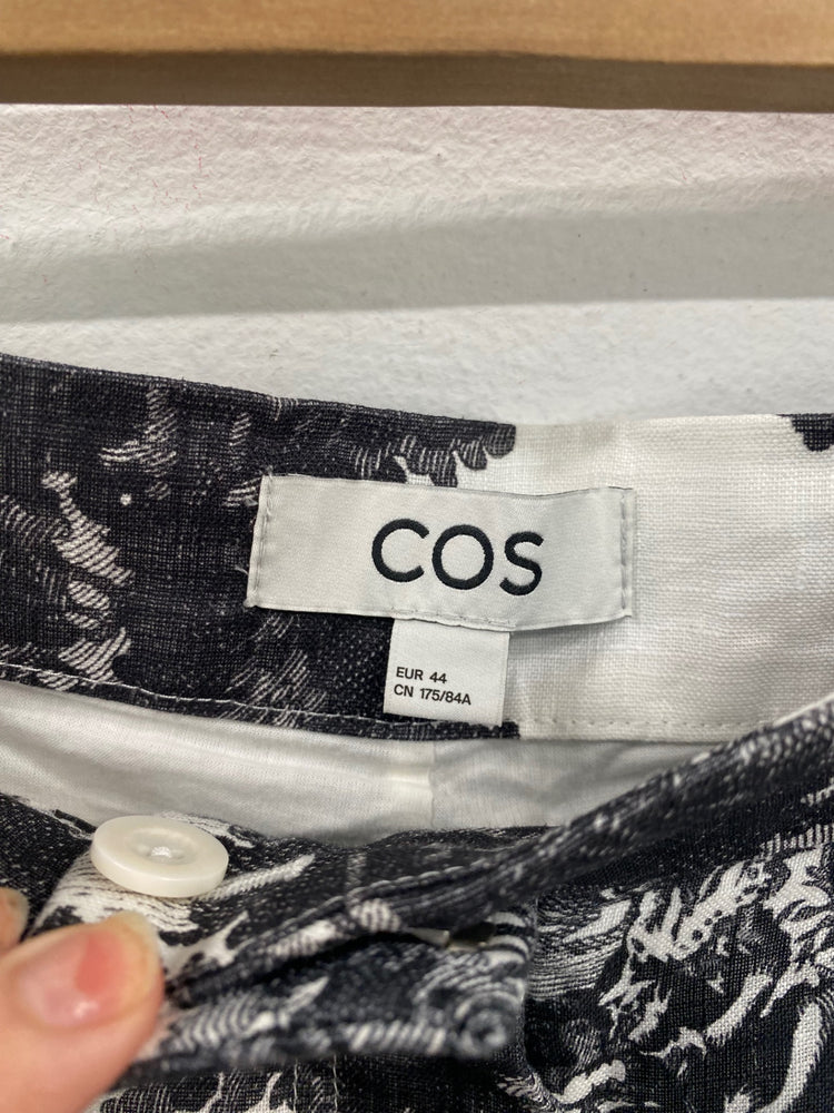 Fabulous Cos Black & Ivory Toile Linen Trousers UK16 BS001