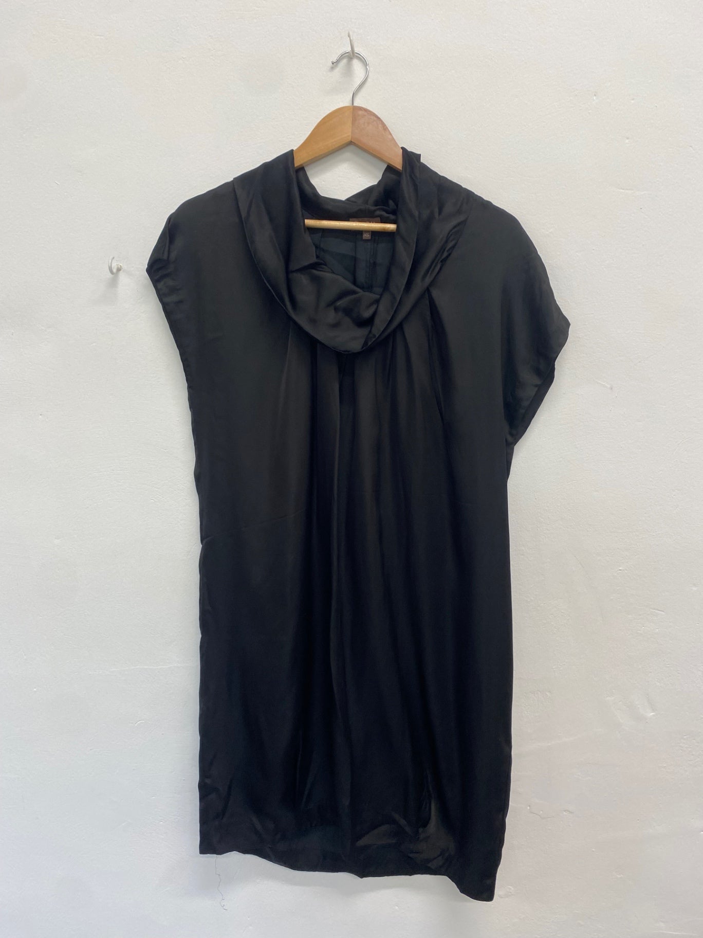 Fabulous Phase Eight Midi Dress UK XS Black cowl neck GM143